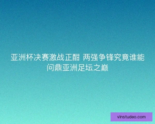 亚洲杯决赛激战正酣 两强争锋究竟谁能问鼎亚洲足坛之巅